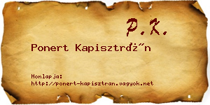 Ponert Kapisztrán névjegykártya